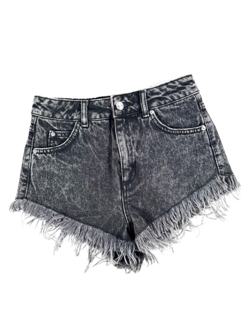 Topshop Kiri Black High-Rise Cutoff Denim Shorts | Size 2
